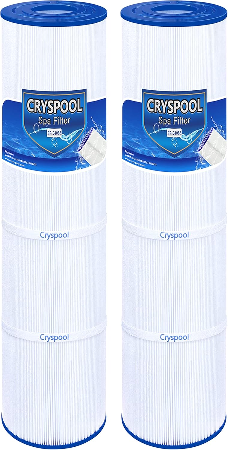 Cryspool 04086 Filter Compatible with Rainbow RTL-75, Custom Molded Products 25390, C-4975, PRB75, R173435, 17-2632, 75 Sq. Ft Spa Filter Cartridge, 2 Pack