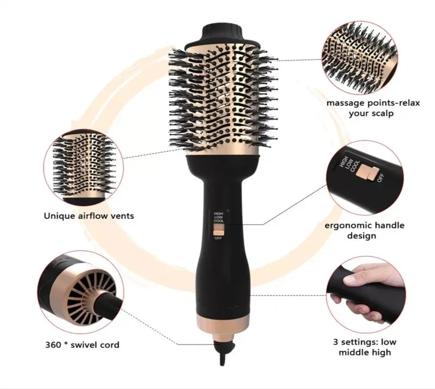 Original One Step hair dryer brush and Volumizer hot air brush 1200W blow Styler for Drying