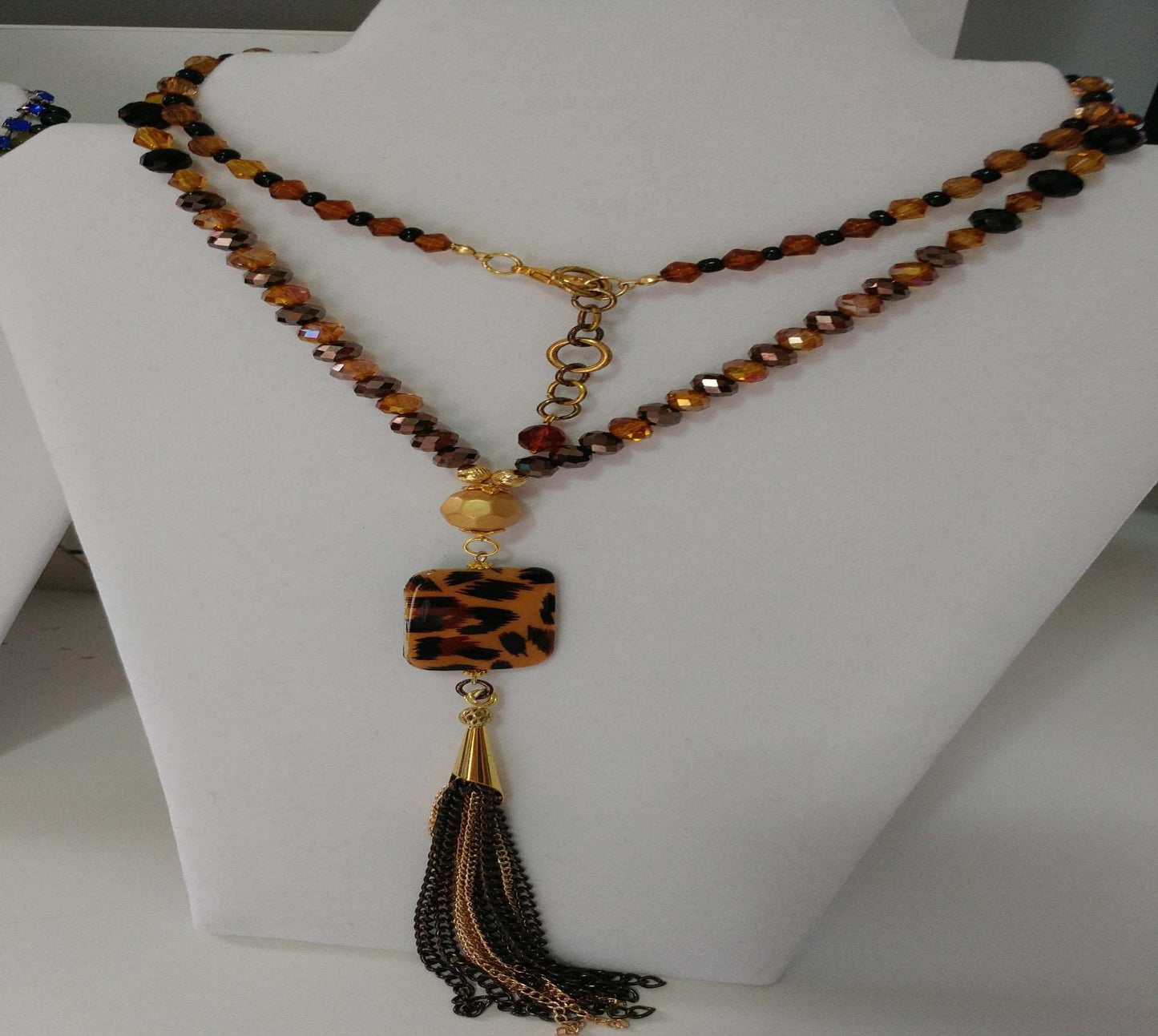 Long Tassel Necklace (tiger-eye tone)