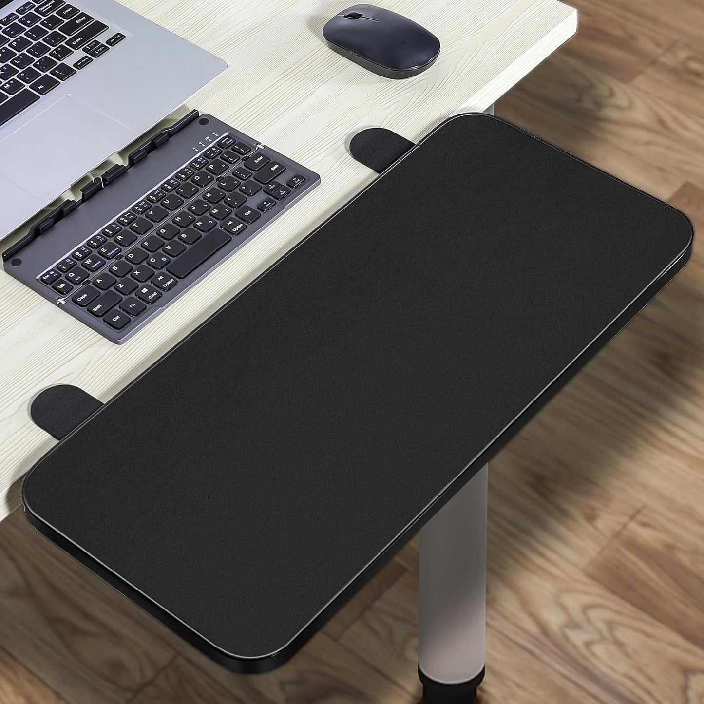 Nillcs Ergonomics Desk Extender Tray,20.4"x9.8" Large Size Foldable Keyboard Tray,Computer Table Extension Arm, Armrest Support for Home and Office