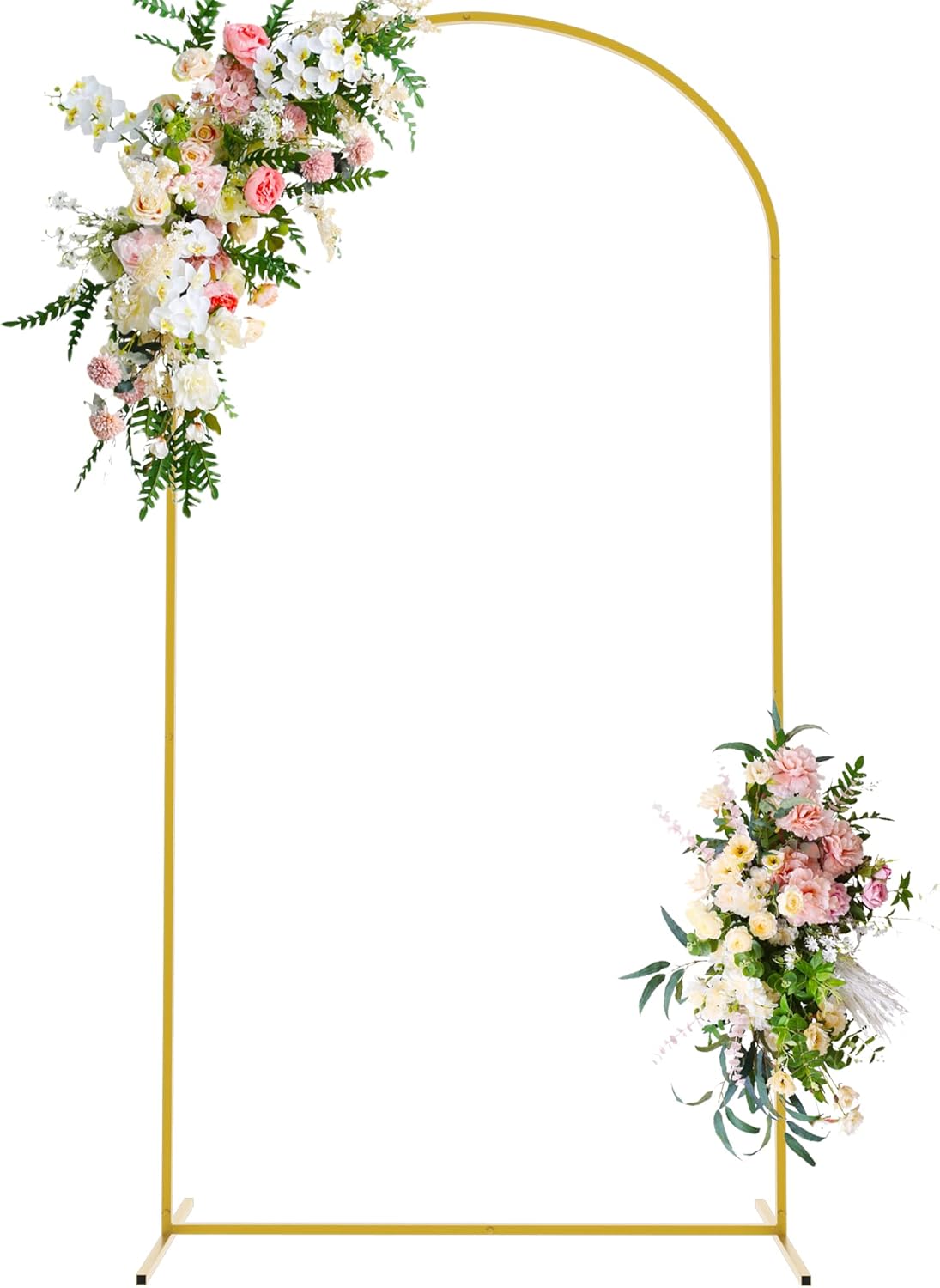 Wokceer 7.2 FT Wedding Arch Backdrop Stand, Square Arch Gold Metal Arch Backdrop Stand for Wedding Ceremony Birthday Party Bridal Baby Shower Photo Booth Garden Floral Balloon Arch Decoration